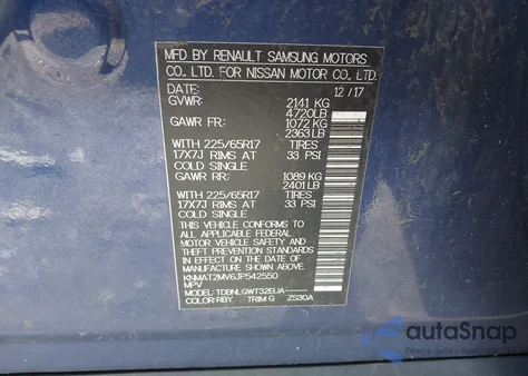 2018 Nissan Rogue Sv z USA, uszkodzony, nr VIN KNMAT2MV6JP542550